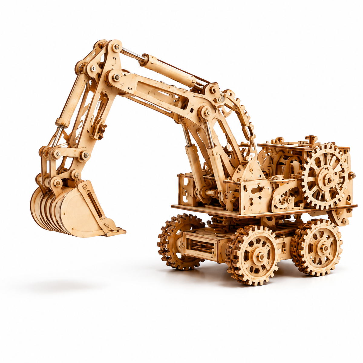 Wellssgreen Wooden Mechanical Excavator Model – DIY Construction & Display Kit