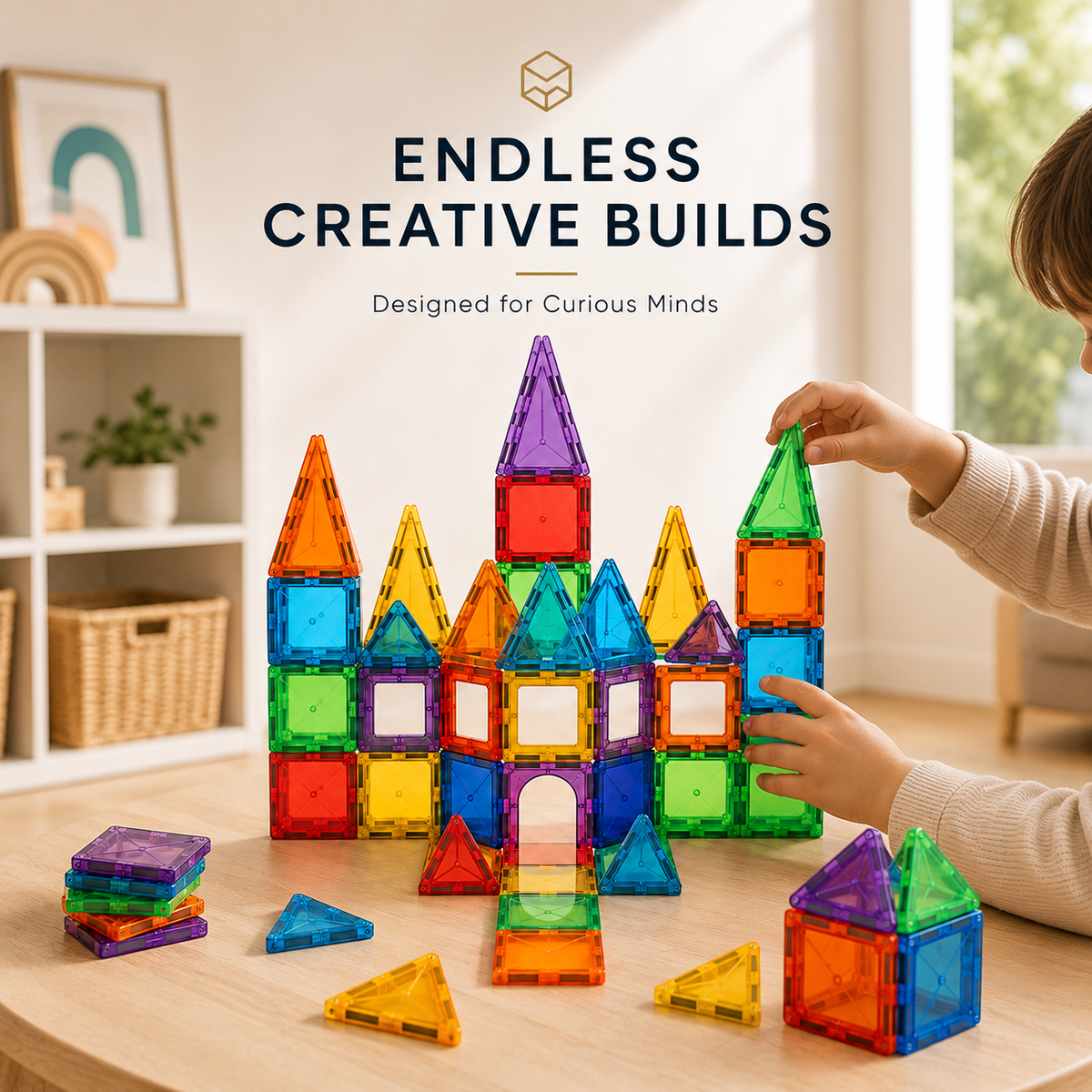 Wellssgreen Colorful Magnetic Building Tiles Set – Creative Construction Toy for Kids