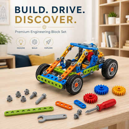 Wellssgreen Mechanical Gear Building Car Set – Creative STEM Construction Toy for Kids