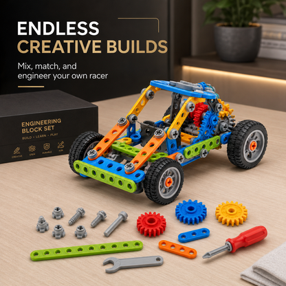 Wellssgreen Mechanical Gear Building Car Set – Creative STEM Construction Toy for Kids