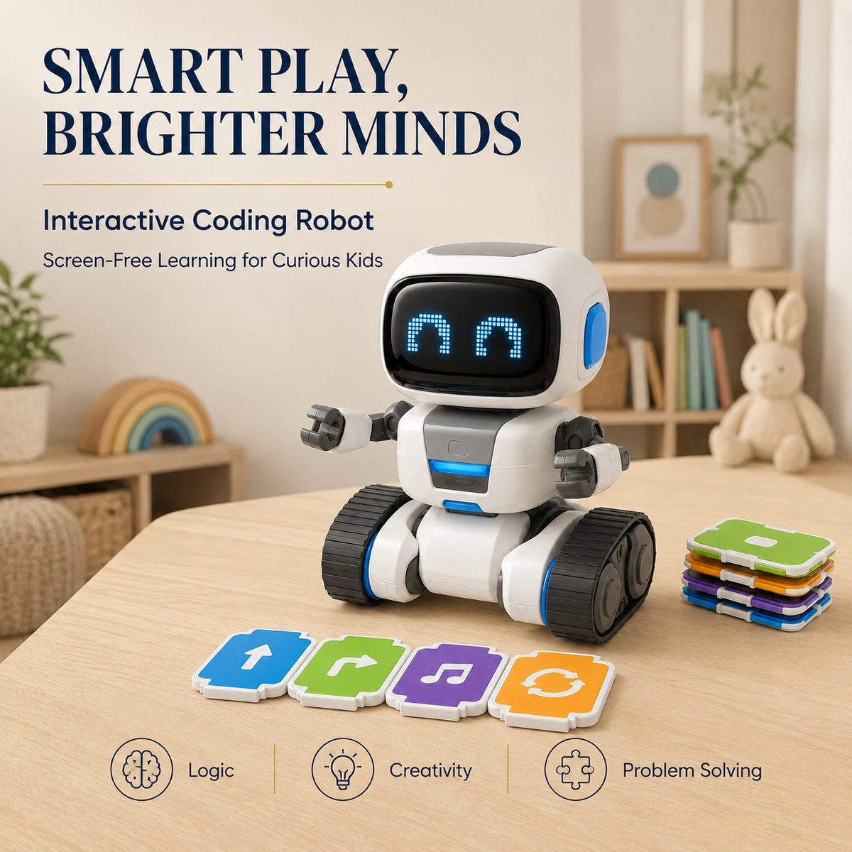 Wellssgreen Interactive Coding Robot – Command Card STEM Learning Toy for Kids