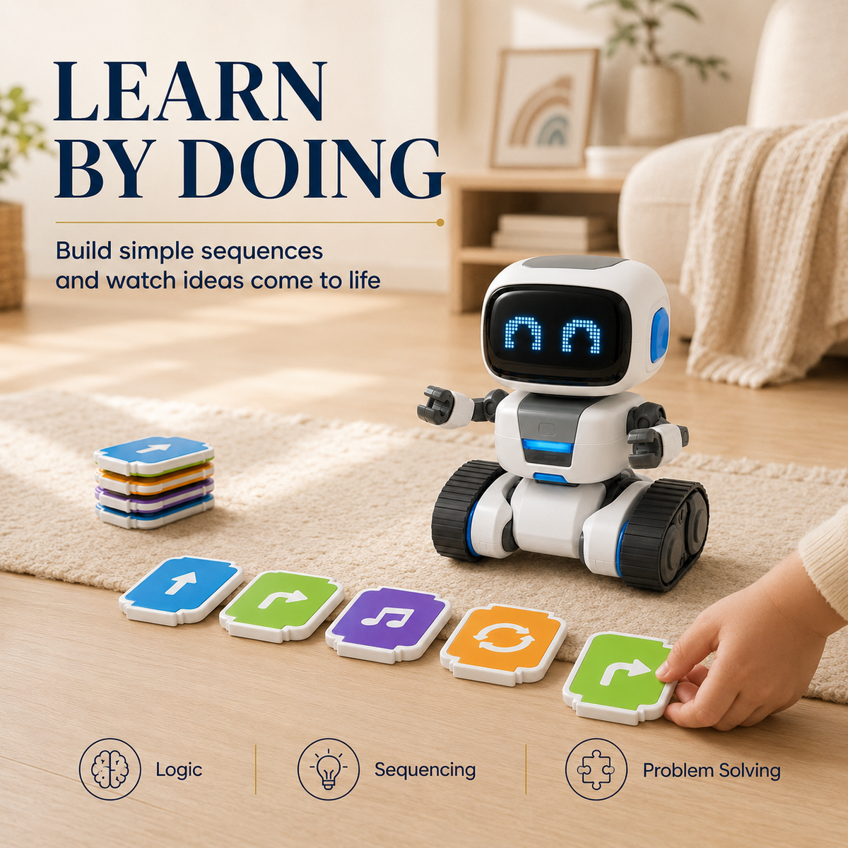 Wellssgreen Interactive Coding Robot – Command Card STEM Learning Toy for Kids
