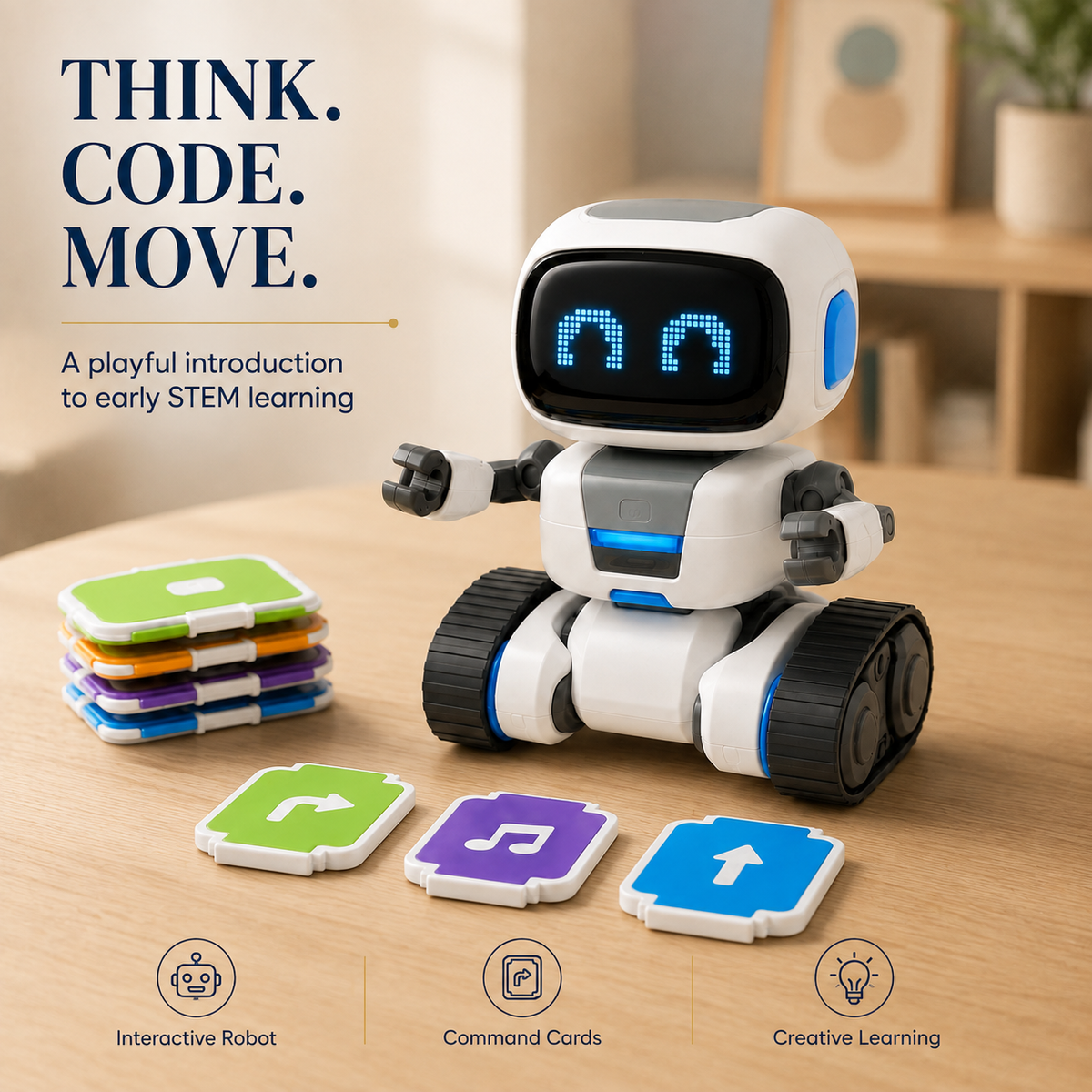 Wellssgreen Interactive Coding Robot – Command Card STEM Learning Toy for Kids