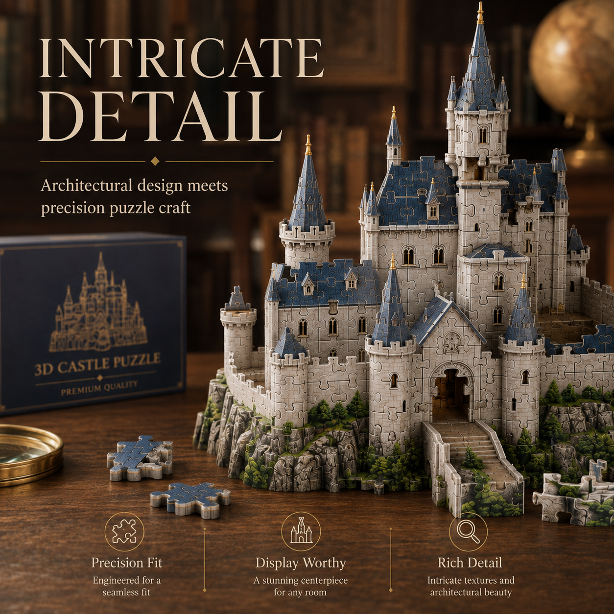 Wellssgreen 3D Castle Puzzle – Buildable Display Puzzle Set for Kids & Families