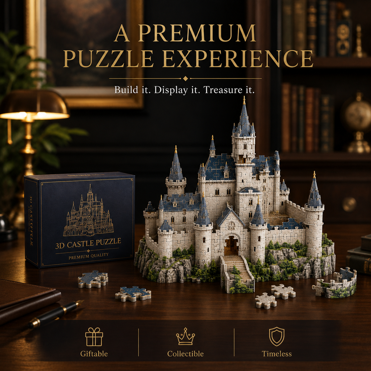 Wellssgreen 3D Castle Puzzle – Buildable Display Puzzle Set for Kids & Families