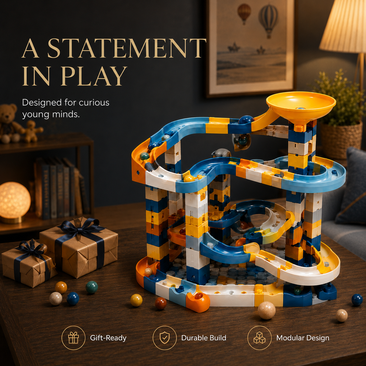 Wellssgreen Marble Run Building Set – Creative Track Construction Toy for Kids