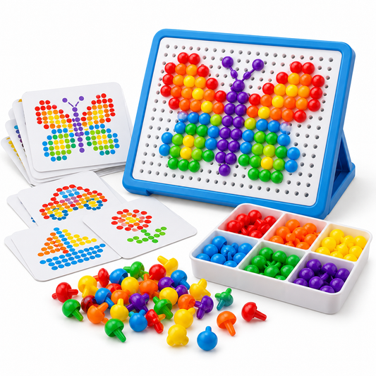 Wellssgreen Color Pattern Peg Board Puzzle – Creative STEM Learning Toy for Kids