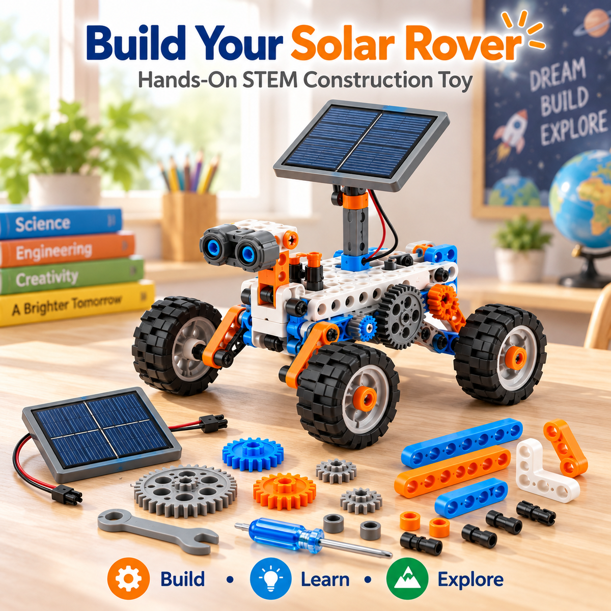 Wellssgreen Solar Rover Building Kit – Interactive STEM Engineering Toy for Kids