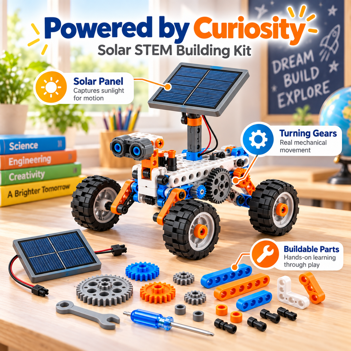 Wellssgreen Solar Rover Building Kit – Interactive STEM Engineering Toy for Kids