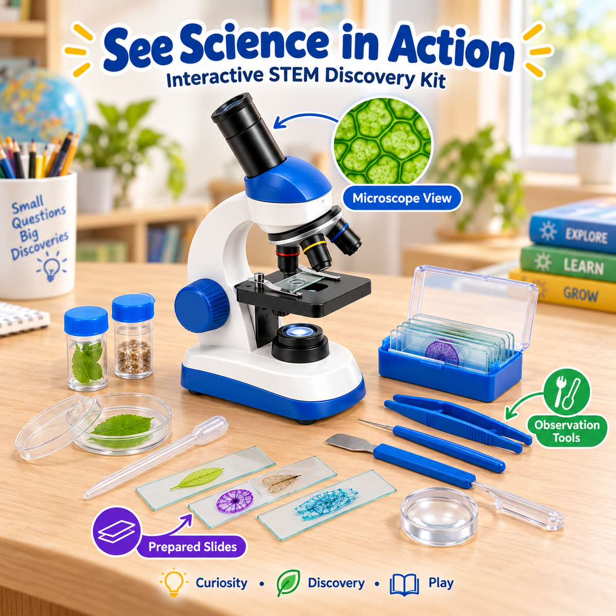 Wellssgreen Kids Microscope Science Kit – Interactive STEM Discovery Toy for Young Explorers