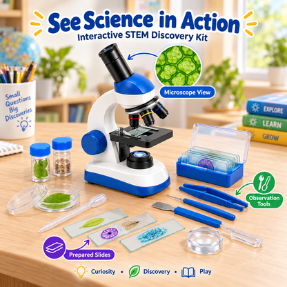 Wellssgreen Kids Microscope Science Kit – Interactive STEM Discovery Toy for Young Explorers