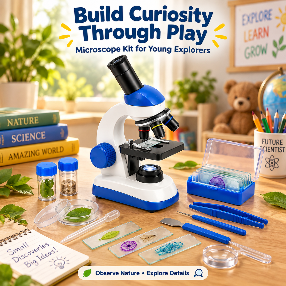 Wellssgreen Kids Microscope Science Kit – Interactive STEM Discovery Toy for Young Explorers