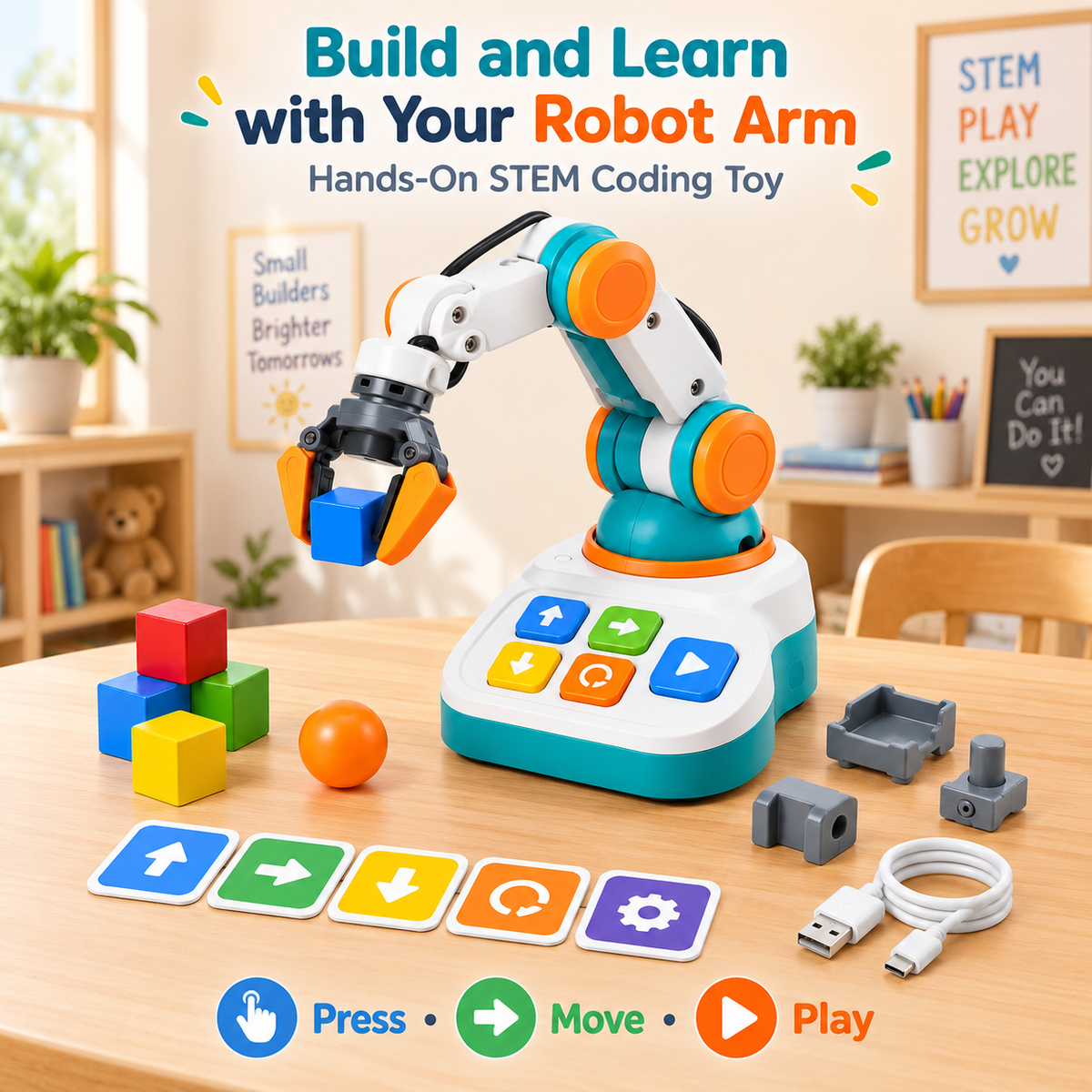 Wellssgreen Coding Robot Arm Kit – Interactive STEM Programming Toy for Kids