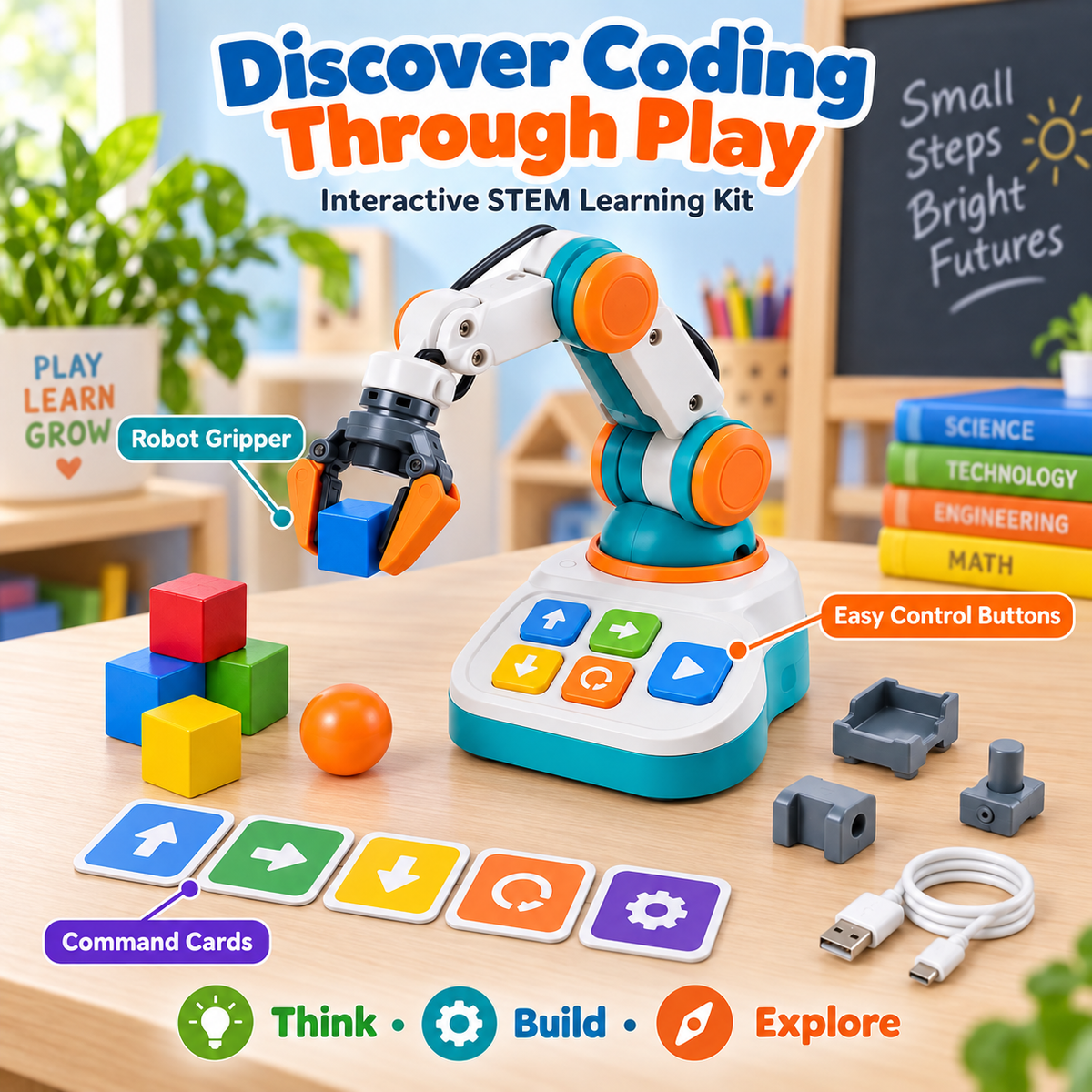 Wellssgreen Coding Robot Arm Kit – Interactive STEM Programming Toy for Kids