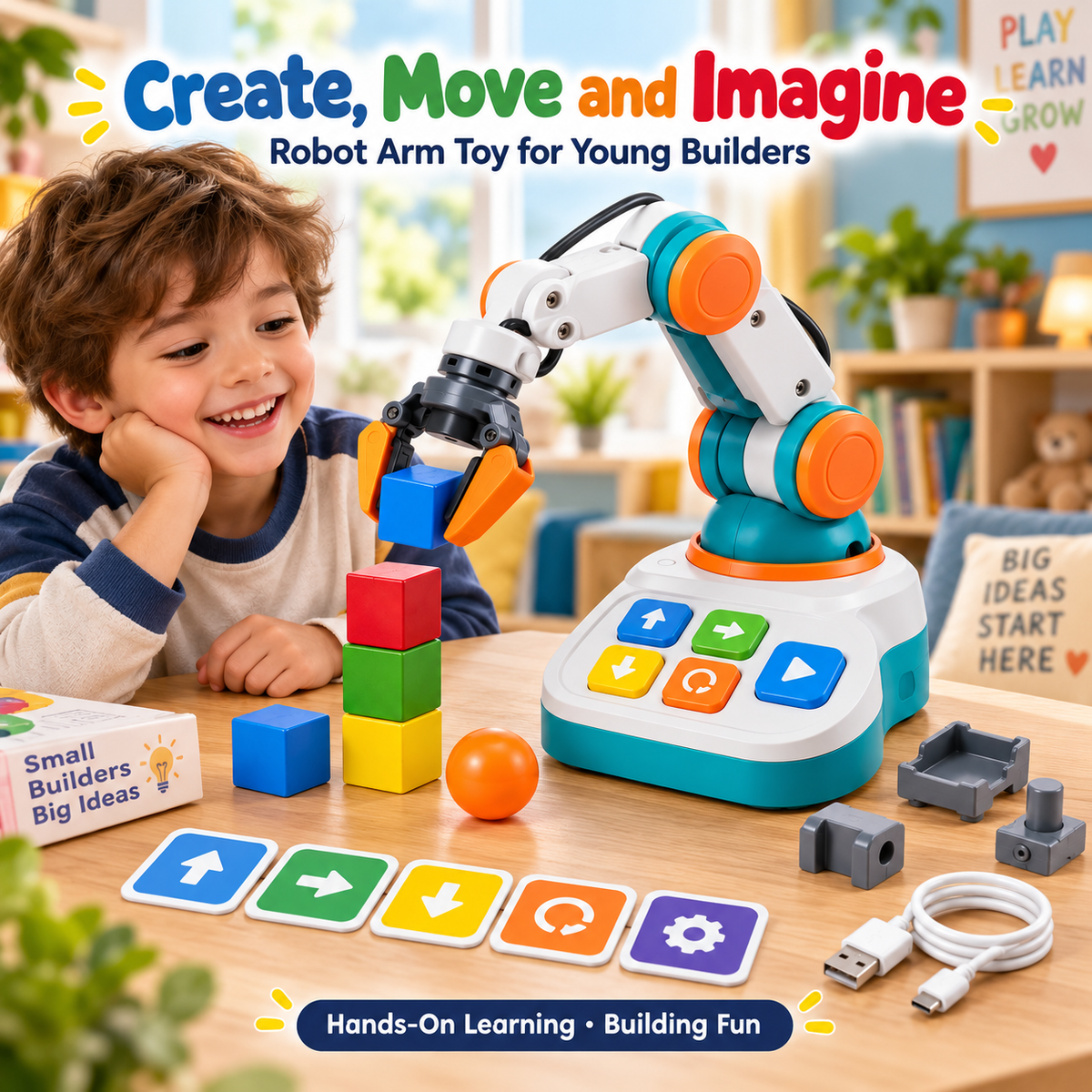 Wellssgreen Coding Robot Arm Kit – Interactive STEM Programming Toy for Kids