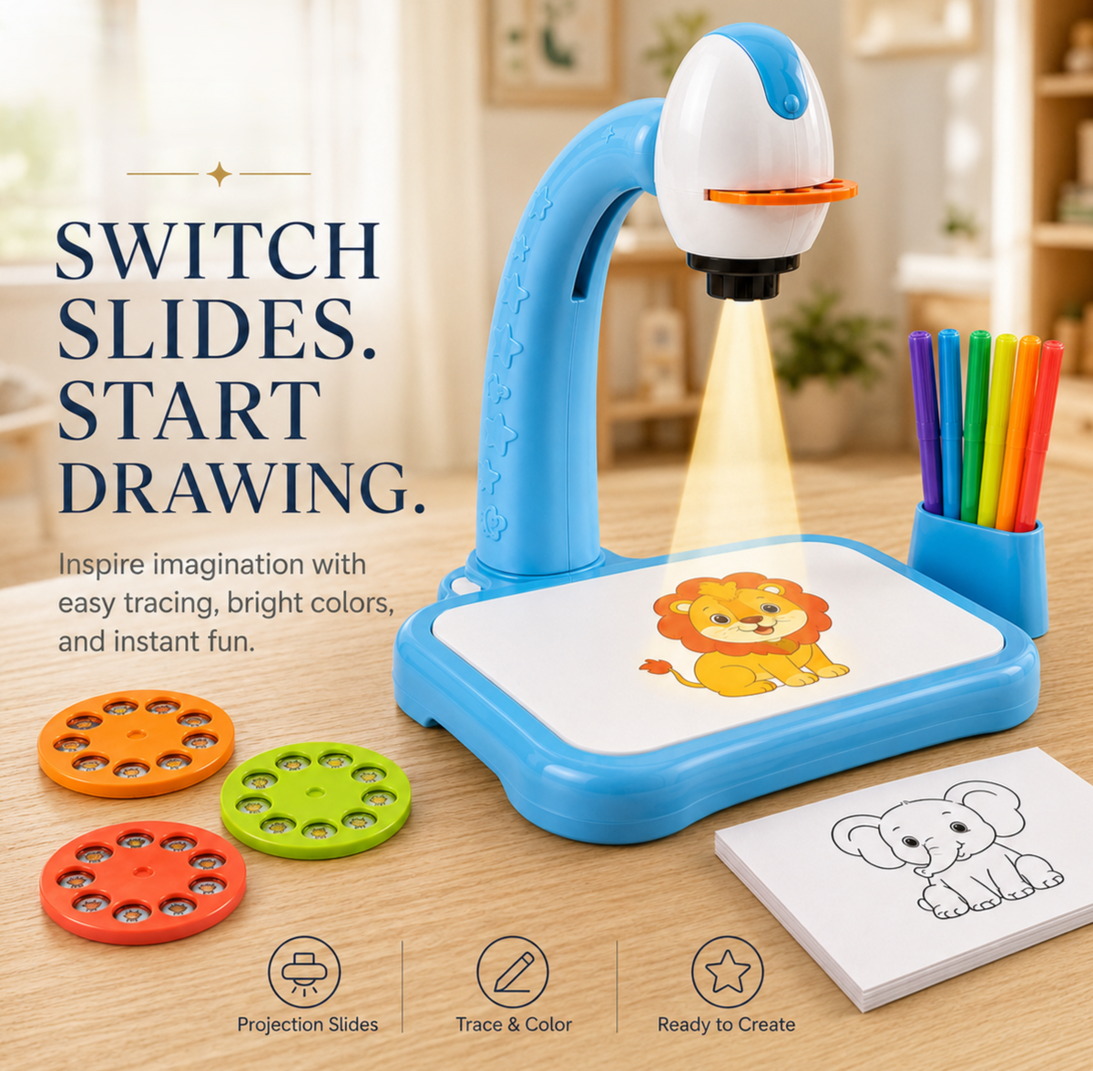 Wellssgreen Projection Drawing Desk – Kids Tracing & Drawing Projector Toy