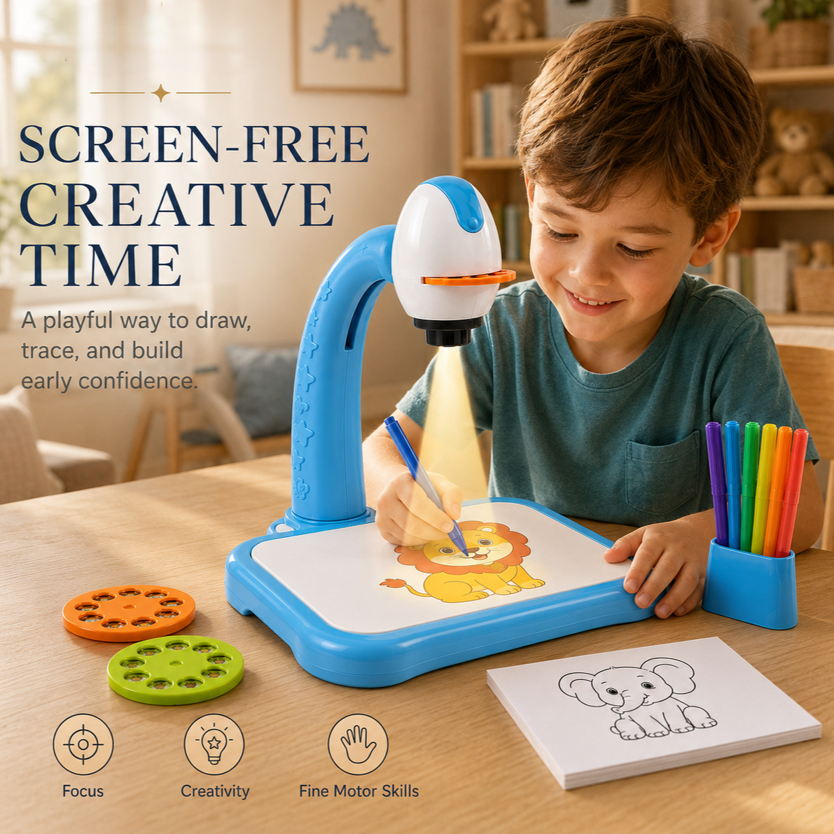 Wellssgreen Projection Drawing Desk – Kids Tracing & Drawing Projector Toy
